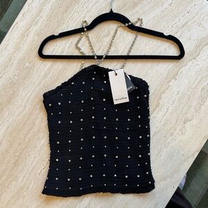 Retrofete Talitha Embellished Crystal Tank Top